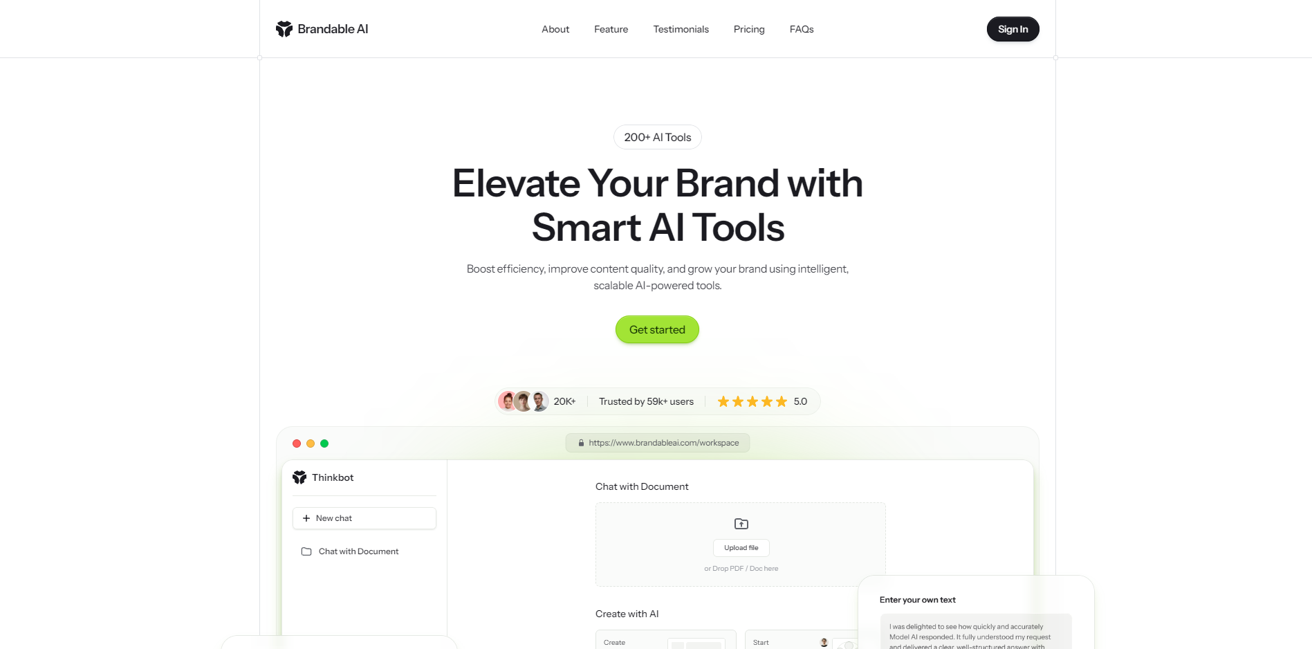 Brandable AI landing page preview